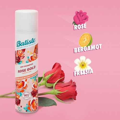 Batiste Dry Shampoo, Rose Gold, Refresh Hair and Absorb Oil Between Washes, Waterless Shampoo for Added Hair Texture and Body, 5.71 oz Dry Shampoo Bottle
