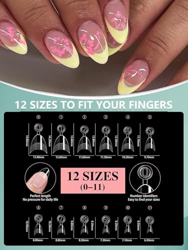 HWHUNO 480Pcs Short Almond & Tapered Square Nail Tips Set for Manicure