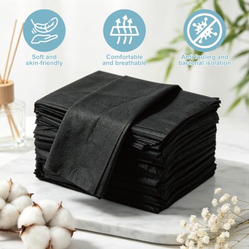 100 Pack Black Disposable Massage Table Sheets 31" x 71" Waterproof Bed Covers