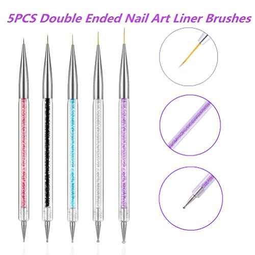 Resin Nail Art Palette with 5 Pcs Nail Art Brushes, Nail Polish Mixing Palette Double-Ended Dotting Pen Nail Art Liner Brush for Nail Art
