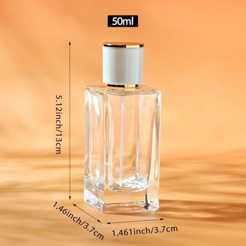 2 Pack 50ml Glass Perfume Spray Bottles with 3 Dispensers