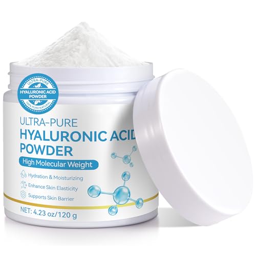 Hyaluronic Acid Powder, 120g Hyaluronic Acid Serum Powder for Face & Skin, Dual Molecular Weight Deep Hydration, Moisture Lock, Enhance Skin Elasticity & Barrier