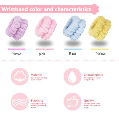 8pcs Wrist Bands for Washing Face, Absorbent Face Washing Wristbands, Microfiber Women's Spa Wrist Towels, Stretchy Wash Band for Man Children, Prevent Water from Spilling Down Your Arms