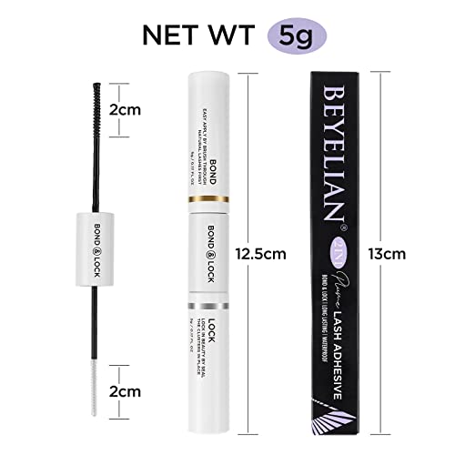 BEYELIAN Lash Bond and Seal, Cluster Lash Glue for Individual Cluster Lashes DIY Eyelash Extensions Latex Free Aftercare Sealant with Mascara Wand Super Strong Hold 72 Hours