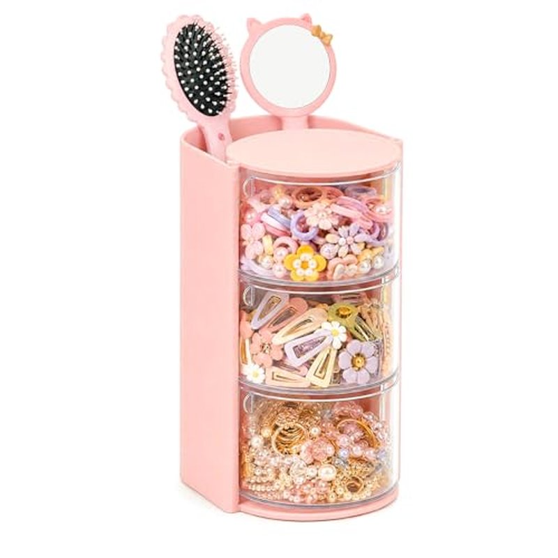 Marte Vanci 3-Tier Rotating Hair Accessory Organizer - Pink