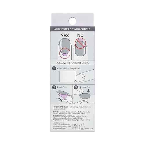 KISS imPRESS No Glue Mani 30 Pcs Press On Nails, Easy Apply, Hassel-Free Removal, Simple Peel & Press, Essential Tools Included, Prep Pad, Instructions Sheet, 1 Manicure Stick, 1 Mini File (So Lucky)