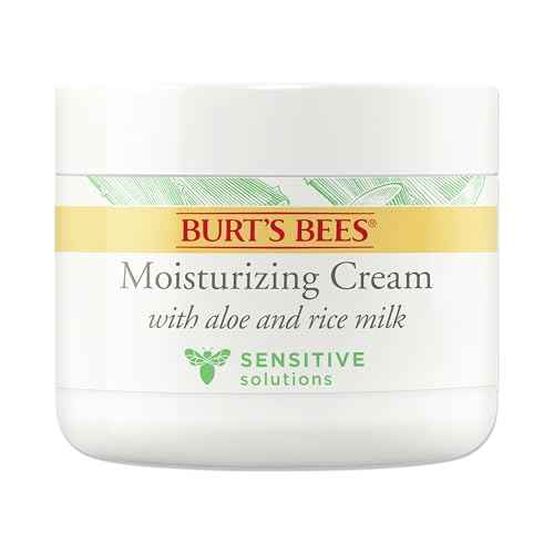 Burt's Bees Sensitive Moisturizing Cream, With Aloe Vera and Rice Milk, Face Moisturizer for Sensitive Skin, 98.8 Percent Natural Origin Skin Care, 3 oz. Package