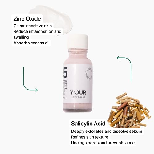 Y'OUR Acne Drying Spot Treatment | Shrink & Detoxify Pimples | Gentle with Salicylic Acid and Bentonite Clay | Vegan & Fragrance-Free | Suitable for Sensitive Skin | 20ml (0.67 oz.)