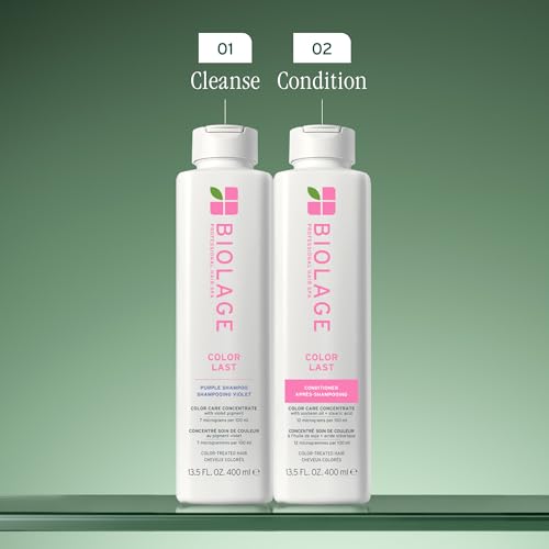 Biolage Color Last Purple Shampoo - pH Balancing Shampoo for Color-Treated Blonde Hair, Neutralizes Brass & Unwanted Warm Tones, Violet Pigments, Vegan, Paraben-Free, Packaging May Vary