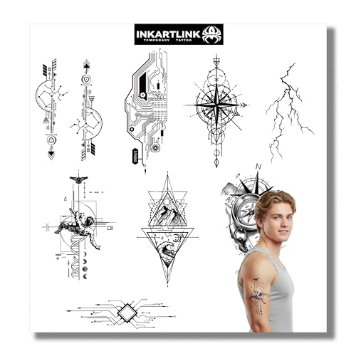 INKARTLINK Semi-Permanent Temporary Tattoos, 8 Sheets