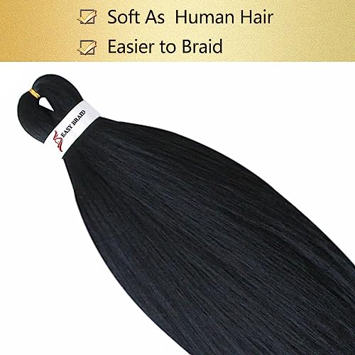 26 inch 3Packs (9.51 OZ.) Pre-Stretched Braiding Hair Easy Braid Professional Itch Free Synthetic Fiber Easy Braid Crochet Hair Hot Water Setting Professional Soft Yaki Texture (26 inch, 1B)