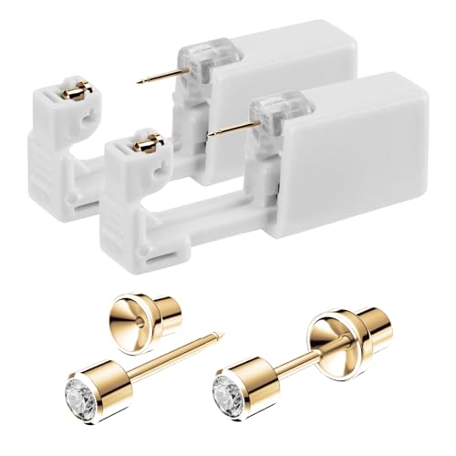 Gold Ear Piercing Kit with Safety Back - 2 Pack Surgical Steel