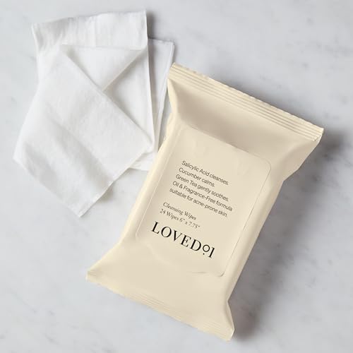 Loved01 Face & Body Salicylic Acid Cleansing Wipes, John Legend Skincare, Oil & Fragrance-Free, No-Rinse, Suitable for Blemish-Prone Skin, 24 wipes