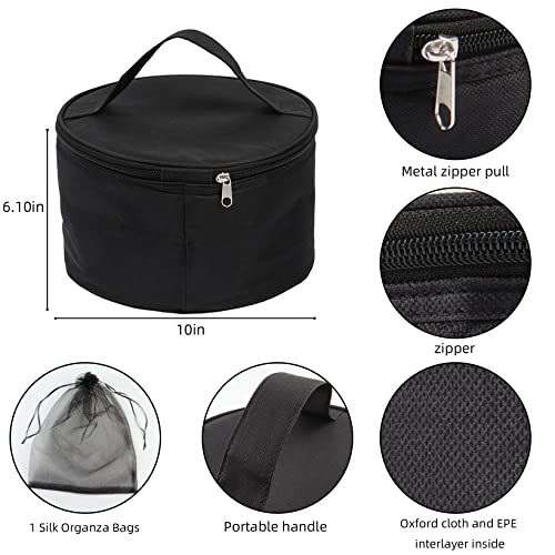 Wig Travel Case,Foldable Round Wig Box,Lightweight and Durable Travel Makeup Case for Men & Women