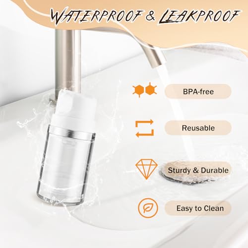 5 Pcs 50ml/1.7oz Clear Airless Lotion Pump Bottle Vacuum Cream Jars Plastic Moisturizer Dispenser Bottles Refillable Cosmetic Containers for Liquid Foundation Gel Shampoo