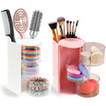 3-Layer Rotating Hair Accessories Organizer - White & Pink