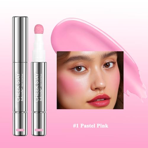 Liquid Blush for cheeks, High Pigment Buildable Long Lasting Blush Cream for radiant flushed cheeks, Natural Dewy Finish (#1 Pastel pink, 1 PC)