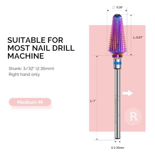 Tornado Nail Drill Bits - 3/32'' Carbide Tungsten, Medium Grit