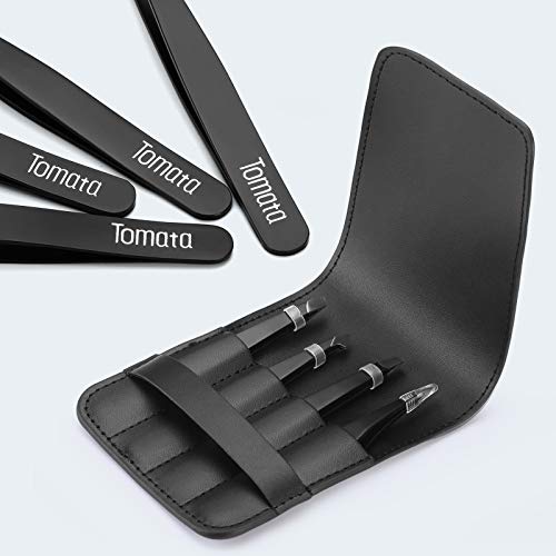 Tomata 4-Piece Stainless Steel Eyebrow Tweezer Set - Precision Slant & Pointed Tips