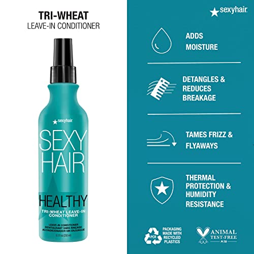 SexyHair Healthy Tri-Wheat Leave-In Conditioner | Up to 90% Better Detangling | Reduces Breakage | Moisture, Smoothness, and Shine