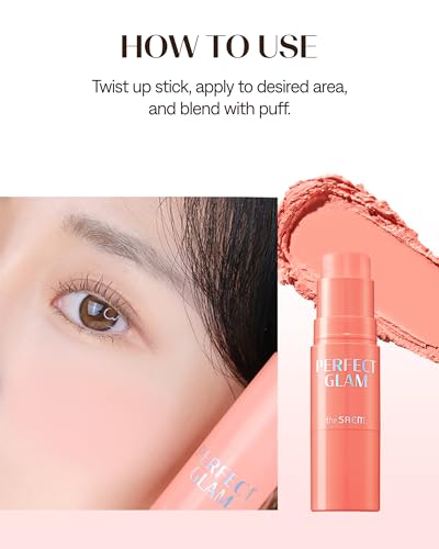 THESAEM Perfect Glam Stick Blush CR01 Apricot Milk Peach