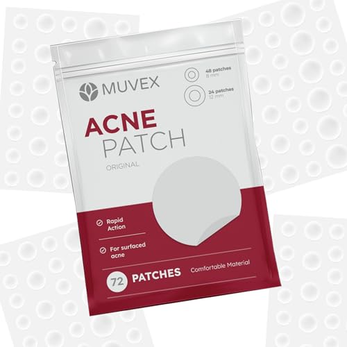 Muvex Acne Patches - Hydrocolloid Pimple Treatment, 72 Count