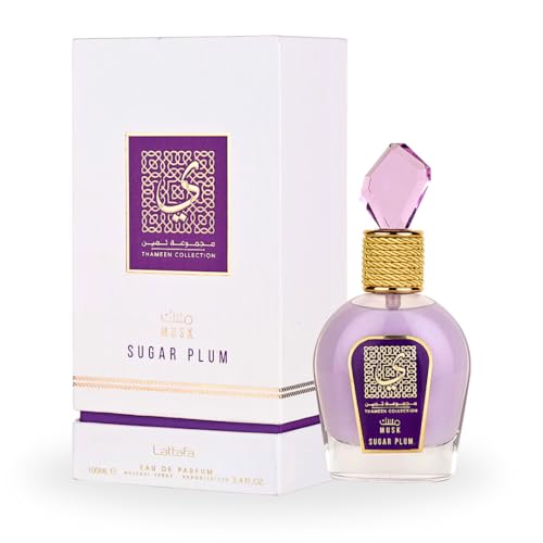 Lattafa Thameen Collection Musk Sugar Plum Eau de Parfum Spray for Women, 3.4 Ounce