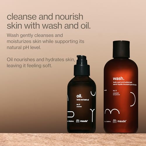 Maude Oil No. 0 - Hydrating Organic Massage + Body Oil - Skin Moisturizer with Jojoba, Coconut + Castor Oil - Rich in Vitamin B + Vitamin E - Relaxing Self Care Gifts (4 fl oz)