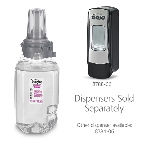 GOJO Antibacterial Foam Handwash Plum Fragrance, 700 mL Foam Hand Soap Refill ADX-7 Push-Style Dispenser (Pack of 4) - 8712-04