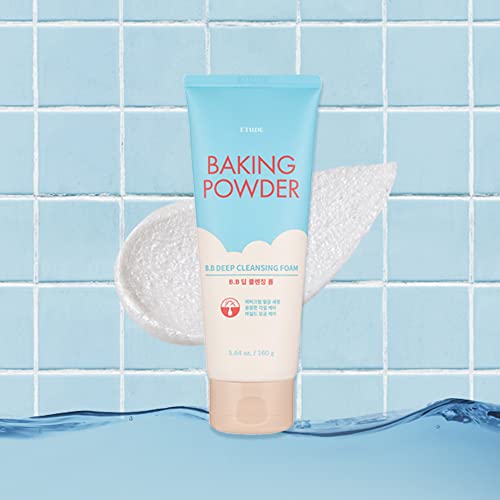 ETUDE Baking Powder B.B Deep Cleansing Foam, 5.4 fl.oz.(160ml) (21AD) | Perfect Cleansing and Peeling, Removes Pore Waste and Dead Skin Cells