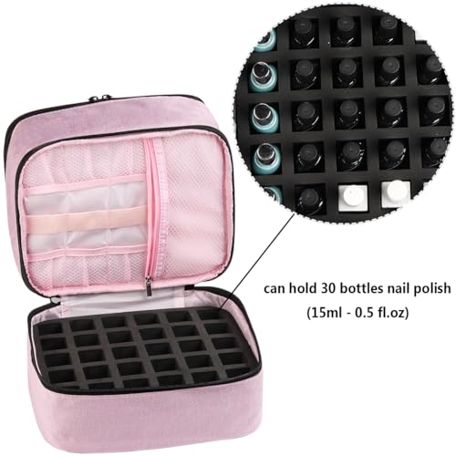 Nail Polish Organizer Case - Holds 30 Bottles & Lamp Dryer