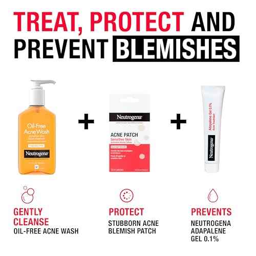 Neutrogena Sensitive Skin Blemish Patches, Acne Patches for Sensitive Skin, Hydrocolloid Treatment Visibly Shrinks Pimples Overnight, 2 Sizes, 30 Count