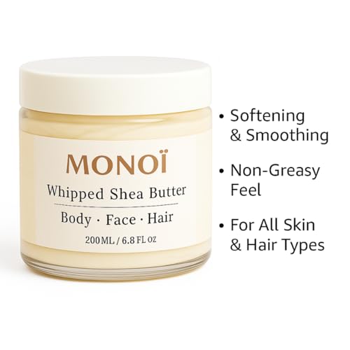 AMDM Whipped Shea Butter with Tahitian Monoi - Tropical Moisturizing Body Butter for Skin & Hair | Lightweight & Non-Greasy, Enhances Glow & Softness | 6.76 oz Jar