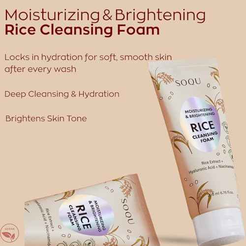Rice Foam Cleanser with Niacinamide & Hyaluronic Acid ? Gentle Korean Face Wash for Hydrating & Brightening ? Made in Korea ? 200ml