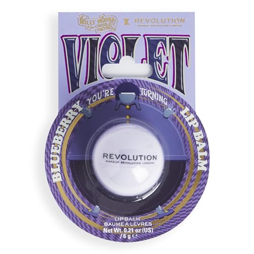 Makeup Revolution X Willy Wonka, Blueberry Lip Balm, Blueberry Scented, Clear Formula, 0.21oz