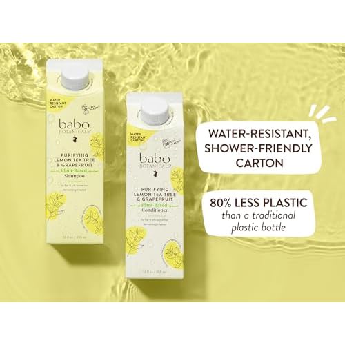 Babo Botanicals Purifying Lemon Tea Tree & Grapefruit Shampoo + Bundle with Conditioner ? For Flat, Oily Prone Hair ? Add body & shine - Passion Fruit Ferment for scalp