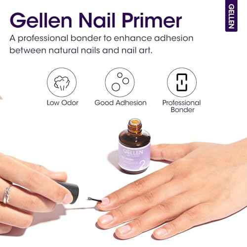 Gellen Nail Dehydrator and Primer Set, Hema-free Nail Prep Dehydrator & Acid-free Bond Primer for Long-lasting Adhesion Nails Lacquer Gel Polish Acrylic Powder Press-ons 3s Air Dry Nails Art Essential
