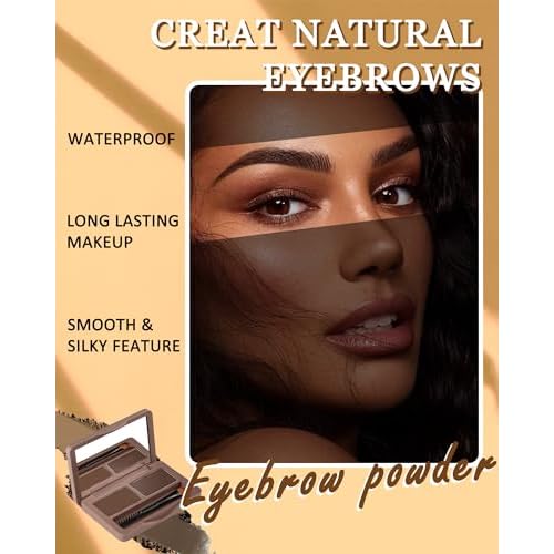 Eyebrow Powder Kit-2 Colors Soft Eye Brow Tinted Powder Palette, Waterproof & Long Lasting Dark/Light Brown Brow Filler, Professional Eyebrow Contour Makeup for Women with Mirror Brow Brush & Razor-1#