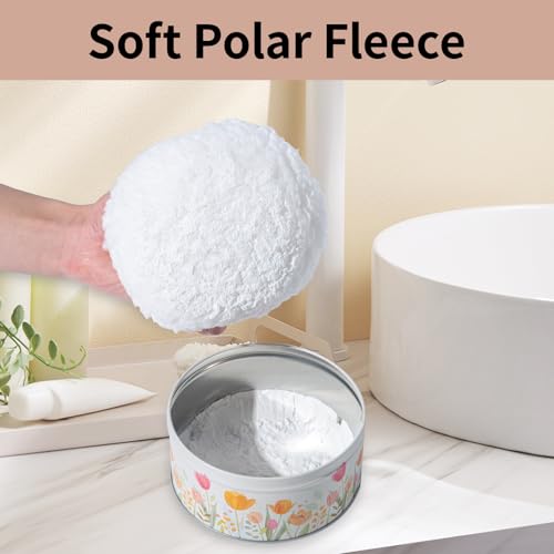Large Body Powder Puff and Container Tin, 5.5¡± x 2.8¡± Powder Puff for Body Powder, Dusting Powder - Soft Powder Applicator Puff for Women, Reusable Empty Powder Container with Puff (White Puff & Case)