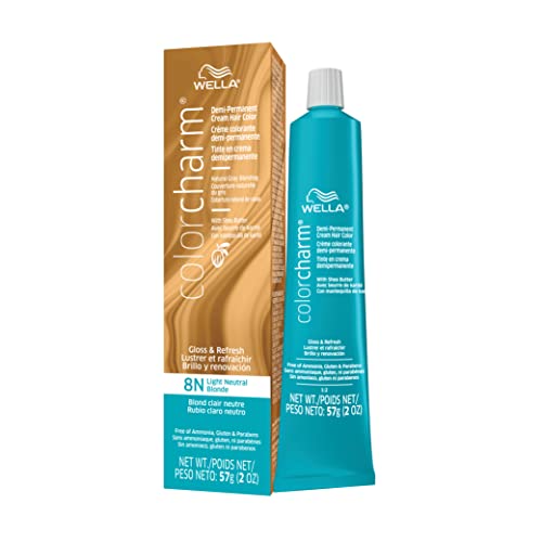 Wella ColorCharm Demi Permanent Hair Color 8N Light Neutral Blonde + 10 Vol Developer