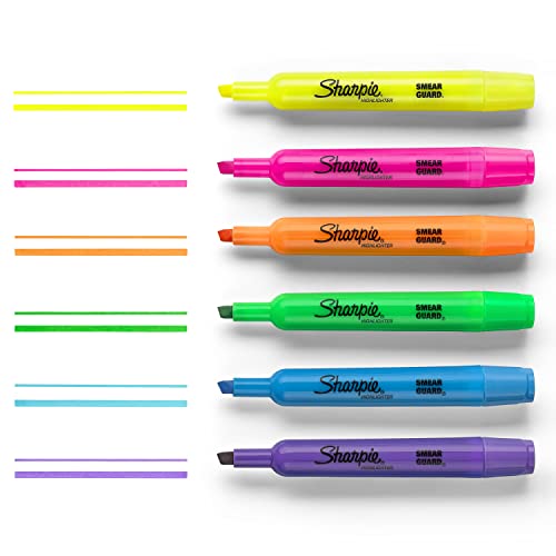 Sharpie Tank Highlighters, Chisel Tip, Fluorescent Yellow, 12 Count