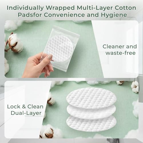 50 Pcs Extra Large 3.15" Cotton Rounds for Face & Makeup Removal – Individually Wrapped