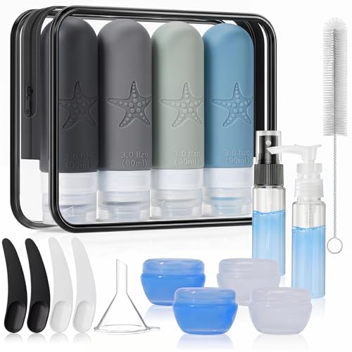 18-Pack Travel Bottles Set, TSA Approved, Leak-Proof Silicone