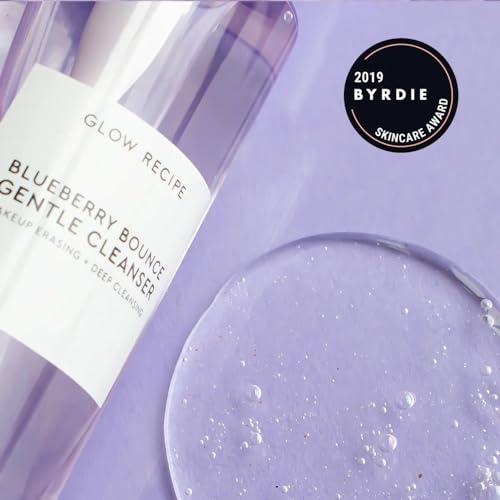 Glow Recipe Blueberry Bounce Exfoliating Face Wash - Foaming Facial Cleanser, Makeup Remover & Clarifying Mask - Hydrating Hyaluronic Acid & Gentle AHA for Sensitive Skin - Korean Skincare, 160ml