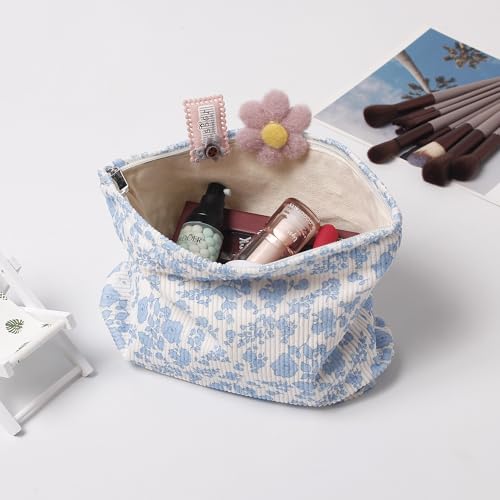 Large Capacity Flower Makeup Bag - Durable Zipper Pouch for Travel