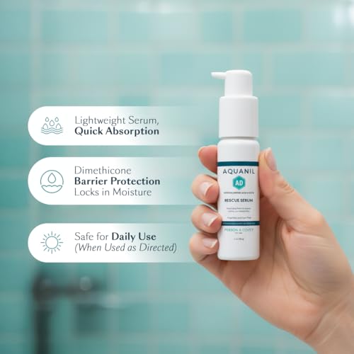 Aquanil AD Rescue Serum ? Hypochlorous Acid 0.011% for Itch & Rash Relief, Soothing Serum for Irritated Skin, Fragrance & Dye Free, Sensitive Skin Safe, Lightweight & Fast Absorbing, 1 oz