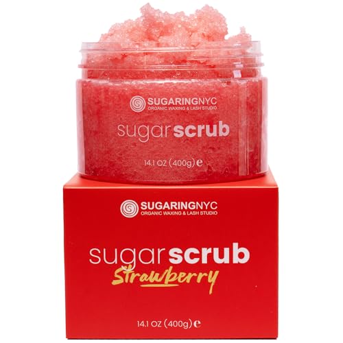 Sugaring NYC Moisturizing and Exfoliating Signature Body Scrub - Silky Smooth Skin and Ingrown Hair Prevention (Strawberry Fields)