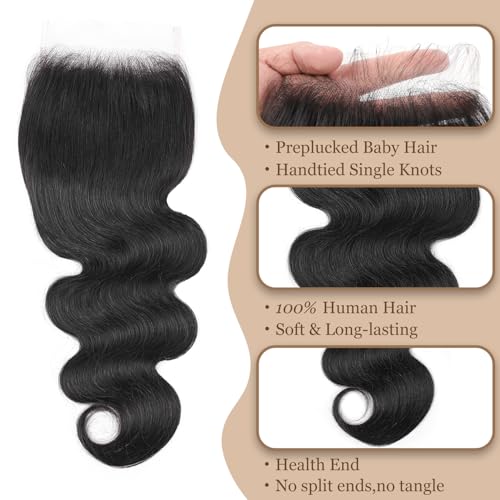 5x5 Human Hair HD Lace Closure for Woman 18 Inches Body Wave Invisible Lace Closure 12A Brazilian Virgin Remy Human Hair Pre Plucked