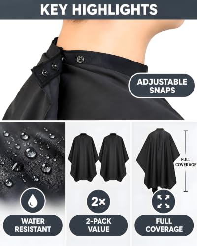 IFAMIO 2 Pack Barber Capes 59x47in Nylon Hairdressing Cape with Snap Closure