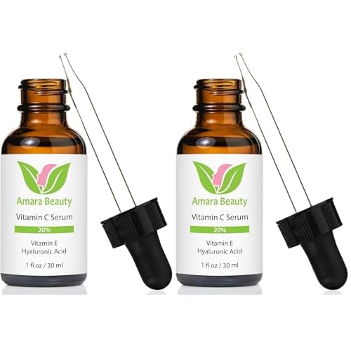 Vitamin C Serum for Face 20% with Hyaluronic Acid & Vitamin E, 1 fl. oz. (Pack of 2)